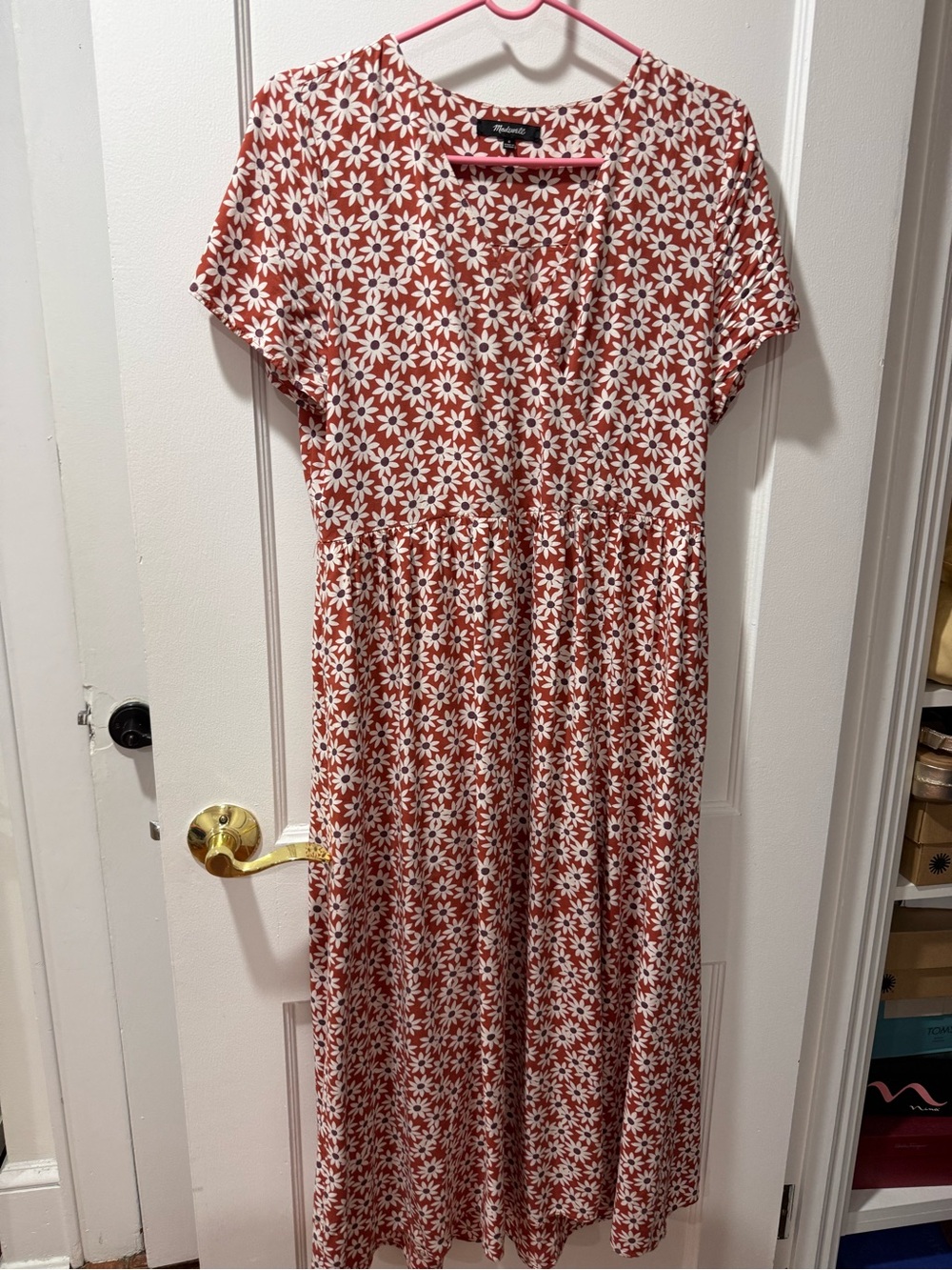 Madewell Rust Floral Daisy Midi Dress